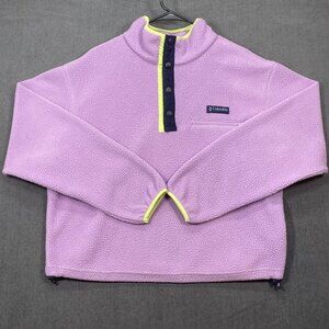 Columbia Womens Size M Lavender Fleece Pullover Snap Neck Sweater Cozy Outdoor